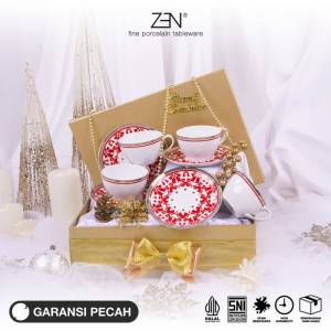 ZEN Hampers Natal Estetik Christmas Hampers Cangkir Keramik Royal Lotus B