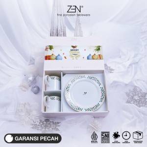 ZEN Hampers Natal Estetik Christmas Hampers Piring Mug Keramik Magical Mistletoe + Box