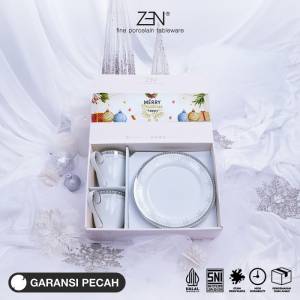ZEN Hampers Natal Premium Christmas Hampers Piring Mug Keramik Royal Earl Platinum + Box