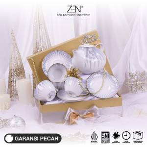 ZEN Hampers Natal Premium Christmas Hampers Tea Set Cangkir Keramik Nefertiti A