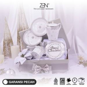 ZEN Hampers Natal Premium Christmas Hampers Tea Set Cangkir Keramik Sparkling Glow A