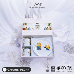ZEN Hampers Natal Estetik Christmas Hampers Piring Mug Keramik Minions Banana + Box