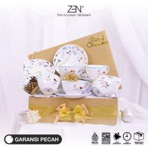 ZEN Hampers Natal Estetik Christmas Hampers Cangkir Keramik Christmas Blue B