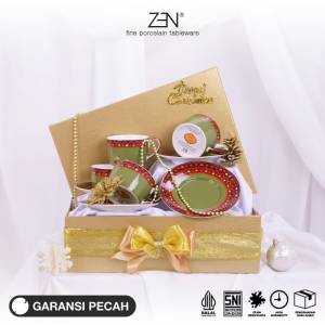 ZEN Hampers Natal Premium Christmas Hampers Cangkir Keramik Jumputan B