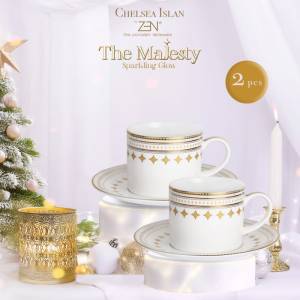 ZEN X CHELSEA ISLAN Cangkir Keramik Sparkling Glow Gold 2 pair + Box