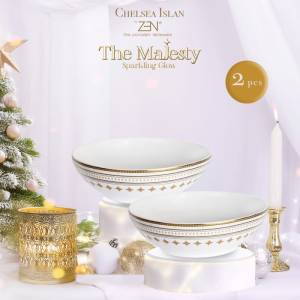 ZEN X CHELSEA ISLAN Mangkok Makan Keramik Sparkling Glow Gold 2 pcs + Box