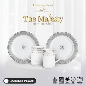 ZEN X CHELSEA ISLAN Dinner Set Keramik Sparkling Glow Silver 2 Piring Salad 2 Mug + Box