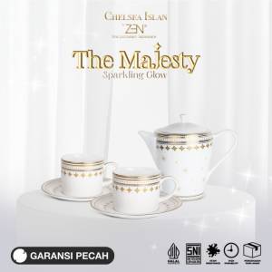 ZEN X CHELSEA ISLAN Tea Set Keramik Sparkling Glow Gold 1 Teapot 2 pairs Cangkir + Box