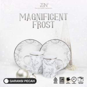 ZEN X SANDRA DEWI Dinner Set Keramik Magnificent Frost 2 Piring Salad 2 Mug + Box
