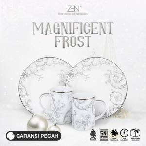 ZEN X SANDRA DEWI Dinner Set Keramik Magnificent Frost 2 Piring Makan 2 Mug + Box