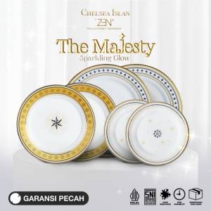 ZEN X CHELSEA ISLAN Dinner Set Piring Keramik Sparkling Glow Gold isi 6 pcs + Box