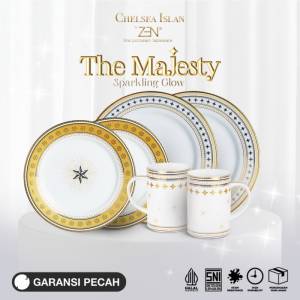 ZEN X CHELSEA ISLAN Dinner Set Piring Mug Keramik Sparkling Glow Gold isi 6 pcs + Box