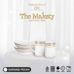 ZEN X CHELSEA ISLAN Dinner Set Keramik Sparkling Glow Gold 2 Mangkok 2 Mug + Box
