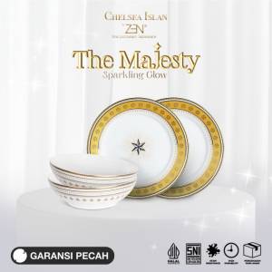 ZEN X CHELSEA ISLAN Dinner Set Keramik Sparkling Glow Gold 2 Piring Salad 2 Mangkok + Box