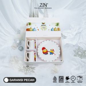 ZEN Hampers Natal Estetik Christmas Hampers Piring Mug Keramik Minions Otto + Box