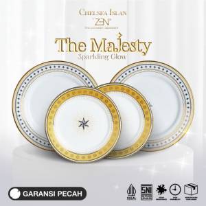 ZEN X CHELSEA ISLAN Dinner Set Piring Keramik Sparkling Glow Gold isi 4 pcs + Box