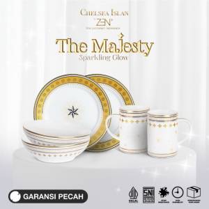 ZEN X CHELSEA ISLAN Piring Mangkuk Mug Keramik Sparkling Glow Gold isi 6 pcs + Box