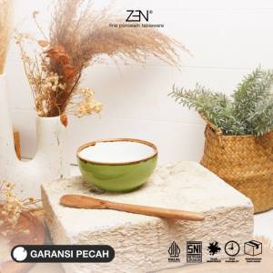 ZEN Mangkok Keramik Two Tone Green Mangkok Cereal Estetik 16cm
