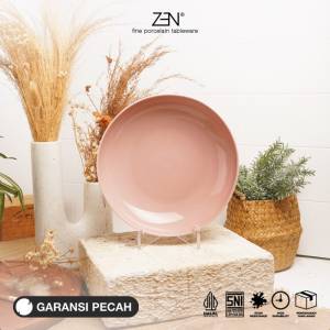 ZEN Mangkok Makan Keramik/ Mangkok Saji Bowl Rose Pink 22 cm