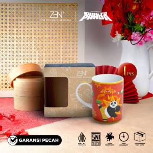 KUNGFU PANDA ZEN Mug Gelas Keramik Kungfu Panda Red 1 pcs + Box