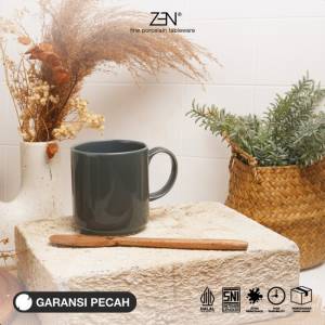 ZEN Mug Gelas Keramik/ Mug Estetik Grey Dark - 280 ml