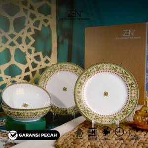 ZEN Hampers Lebaran Dinner Set Piring Mangkuk Keramik Sahara Blossom isi 4 pcs + Box