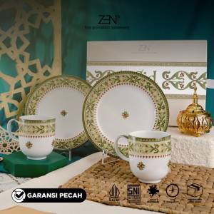 ZEN Hampers Lebaran Dinner Set 2 Piring 2 Mug Keramik Sahara Blossom isi 4 pcs + Box