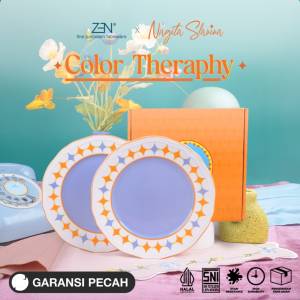 ZEN X Nagita Slavina Piring Salad Keramik Diamond Blue Color Therapy 2 pcs + Box