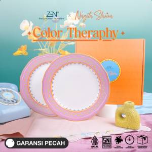 ZEN X Nagita Slavina Piring Makan Keramik Soft Pink Color Therapy 2 pcs + Box