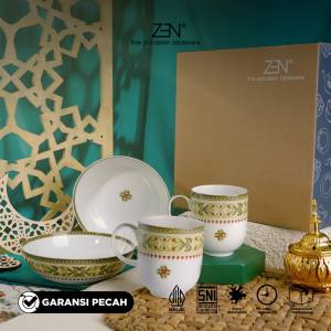ZEN Hampers Lebaran Dinner Set Mug Mangkuk Keramik Sahara Blossom isi 4 pcs + Box