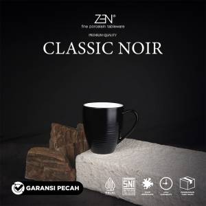 ZEN Mug Gelas Keramik Stoneware Classic Noir Mug Hitam Estetik 330 ml