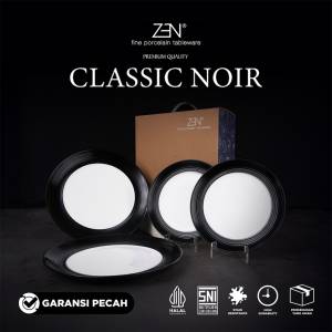 ZEN Hampers Dinner Set Piring Makan Keramik Stoneware Classic Noir isi 4 pcs + GB