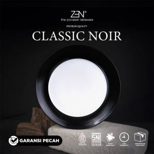 ZEN Piring Makan Keramik Stoneware Classic Noir Piring Saji Hitam Estetik Diameter 28 cm