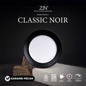 ZEN Piring Salad Keramik Stoneware Classic Noir Piring Hitam Estetik Diameter 22 cm