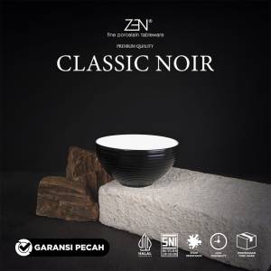 ZEN Mangkuk Makan Keramik Stoneware Classic Noir Mangkuk Hitam Estetik