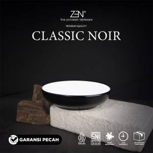 ZEN  Mangkok Saji Keramik Stoneware Classic Noir Mangkok Besar Hitam Estetik Diameter 22 cm