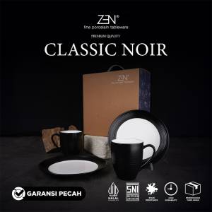ZEN Hampers Dinner Set Piring Mug Keramik Stoneware Classic Noir isi 4 pcs