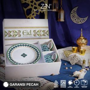 ZEN Hampers Lebaran Ramadhan Premium Hampers Piring Mug Keramik Aiyla Green + Box