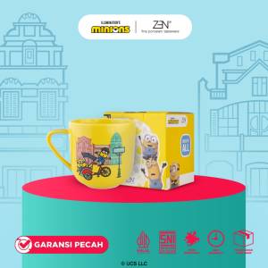 MINIONS BELLO ZEN Mug Gelas Keramik Minions Bello Jogja - Becak Series Yellow 1 pcs + Box