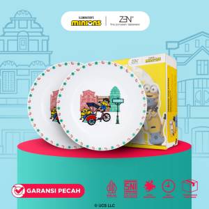 MINIONS BELLO ZEN Piring Salad Keramik Minions Bello Jogja - Becak Series White 2 pcs + Box