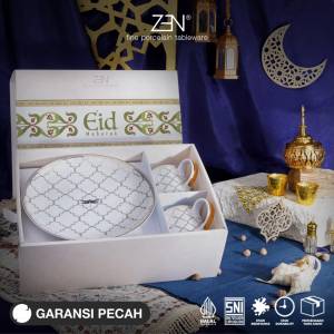 ZEN Hampers Lebaran Ramadhan Premium Hampers Piring Mug Keramik Jardin Garden White + Box