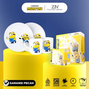 MINIONS ZEN Dinner Set Piring Mug Gelas Keramik Banana isi 4 pcs + Box