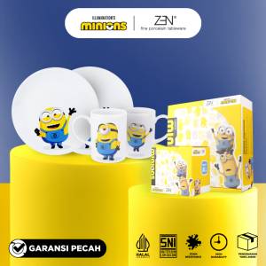 MINIONS ZEN Dinner Set Piring Mug Gelas Keramik Bob isi 4 pcs + Box