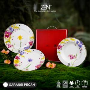 ZEN X IVAN GUNAWAN Piring Makan Keramik Piring Set Keramik Premium Nusanova ST03 isi 3 pcs + Box