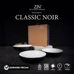 ZEN Hampers Dinner Set Mangkuk Saji Classic Noir Mangkuk Set Hitam isi 3 pcs + Box