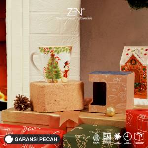 ZEN Mug Gelas Keramik Christmas Vintage Snowman 1 pcs + Box