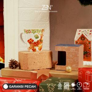 ZEN Mug Gelas Keramik Christmas Vintage Rudolph Deer 1 pcs + Box
