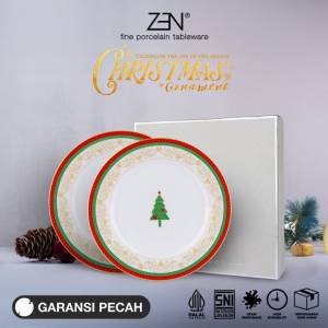 ZEN Piring Salad Keramik Christmas Ornament 2 pcs + Box