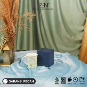 ZEN Mug Gelas Keramik Botanical Green Premium 280 ml isi 1 pcs + Box