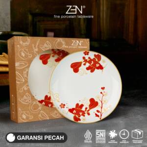ZEN Piring Salad Keramik Blessing Fish Fortune 22 cm 2pcs + Box